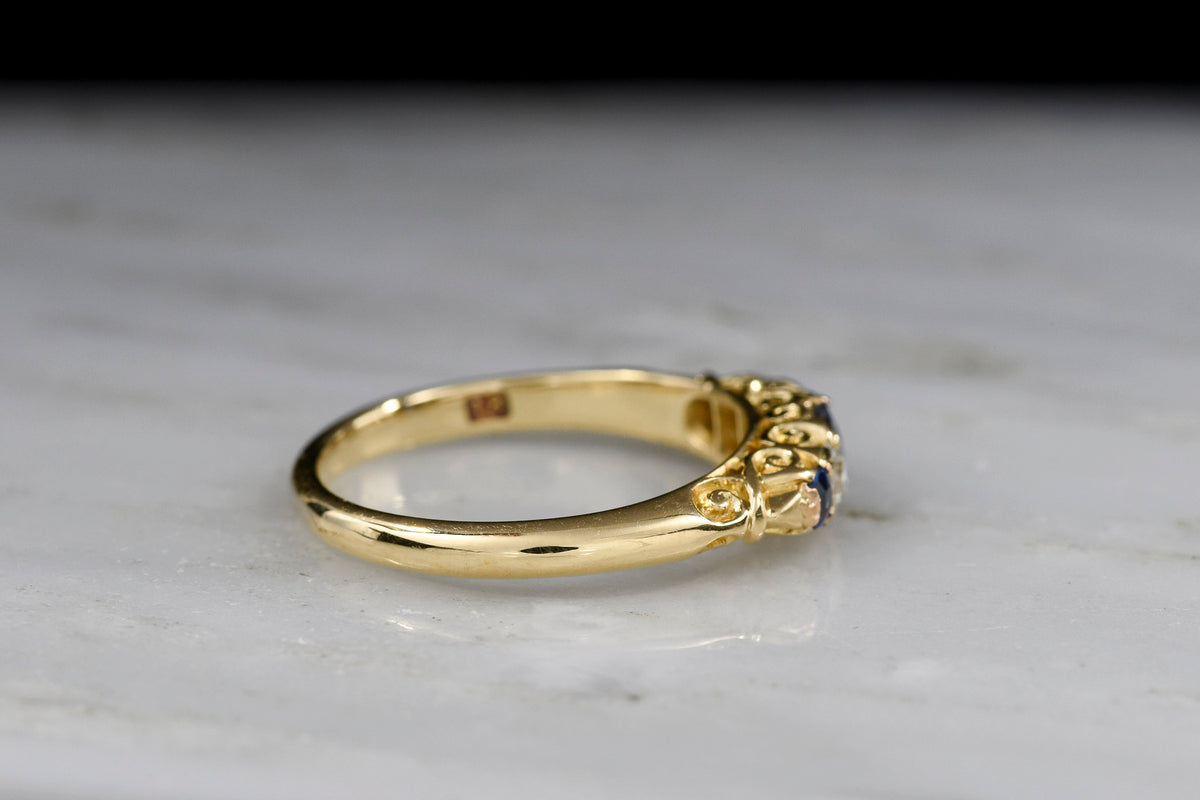 Alabaster &amp; Wilson Half Hoop Ring in 18K Gold with Sapphires and Diamonds