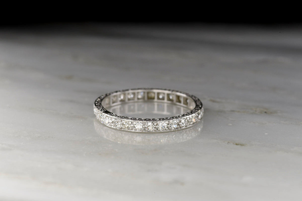 Post-Edwardian / Art Deco Wedding or Stacking Band with Scroll-Like Engraving