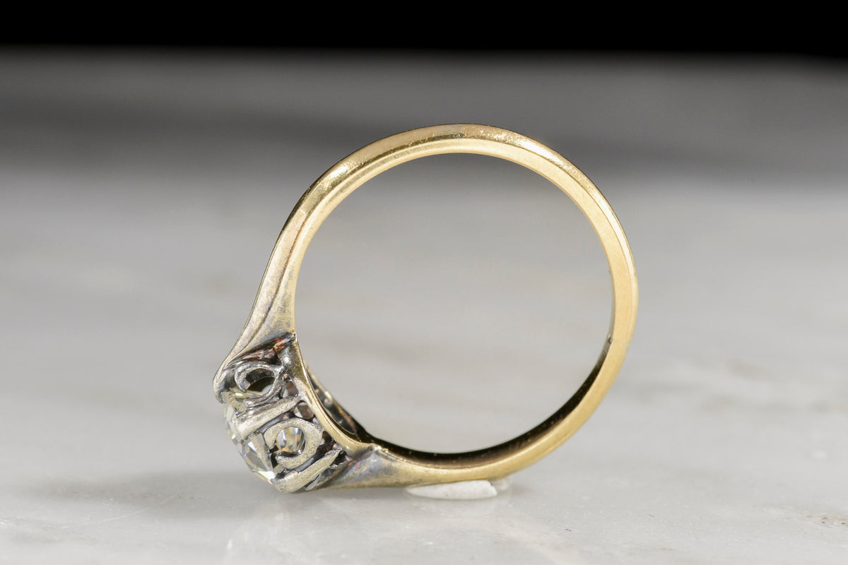 c. 1880s Victorian Gold and Silver Old Mine Cut Diamond Solitaire