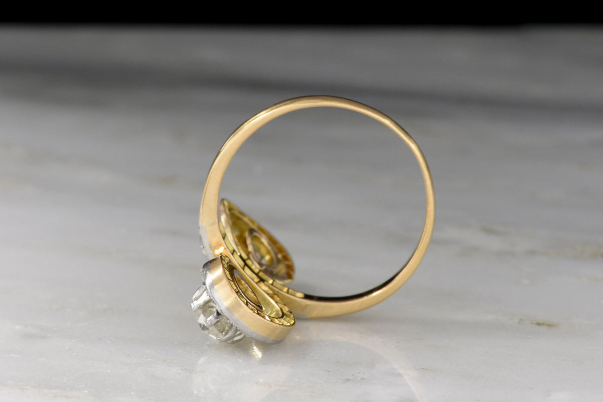 c. 1900s Edwardian &quot;Starry Night&quot; Bypass Ring in Gold and Platinum