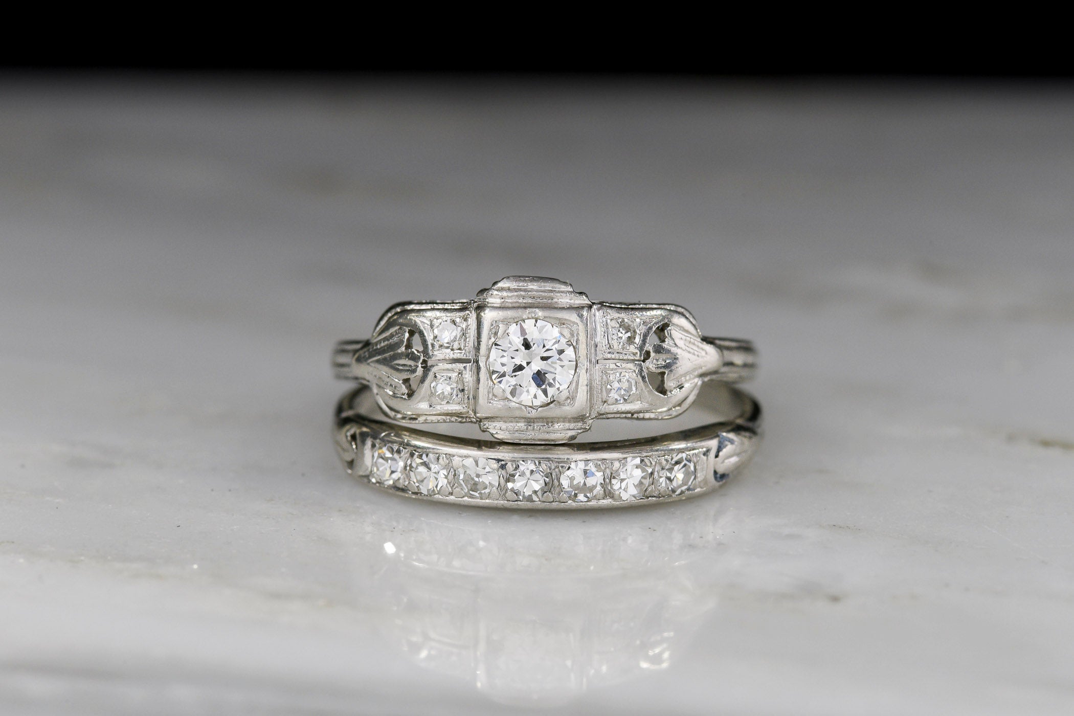 Art deco wedding ring on sale sets