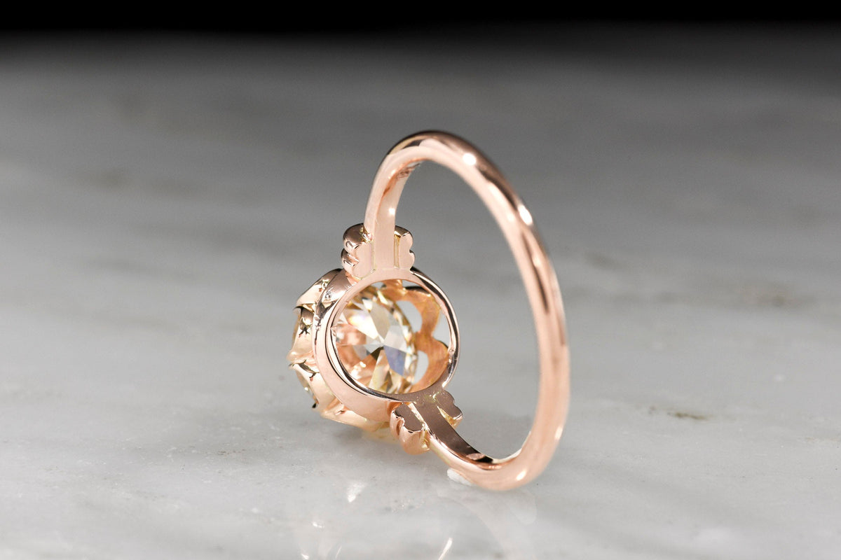 P&amp;P Original--Victorian Revival Engagement Ring in Recycled 18K Rose Gold with a Light Brown / Cape-Colored Diamond Center