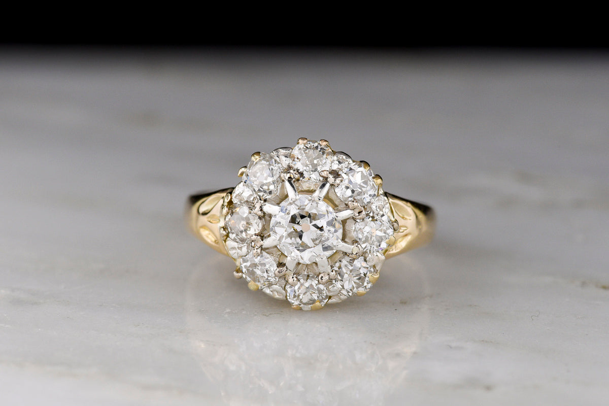Victorian Old Mine Cut Diamond Ring with Subtle Foliate Shoulders