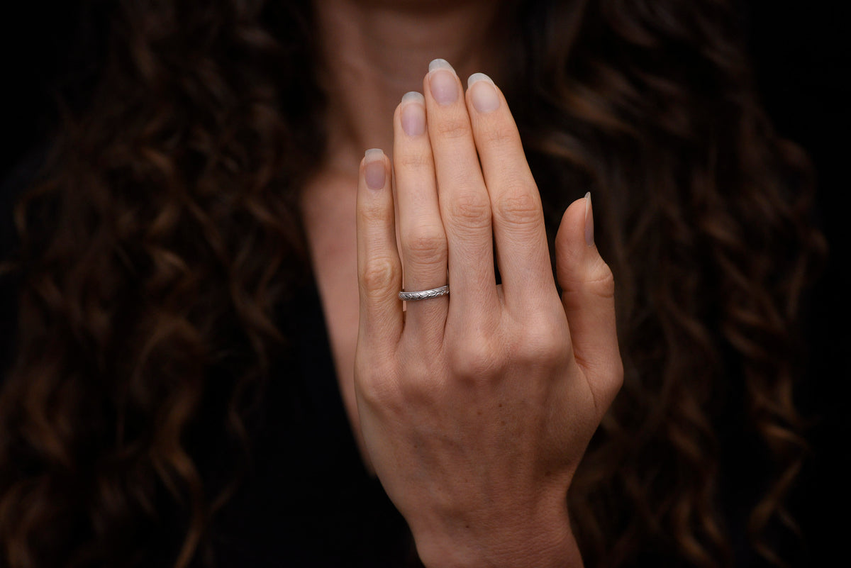 Vintage Mikimoto Platinum Band with an Edwardian-Style Wheat Pattern