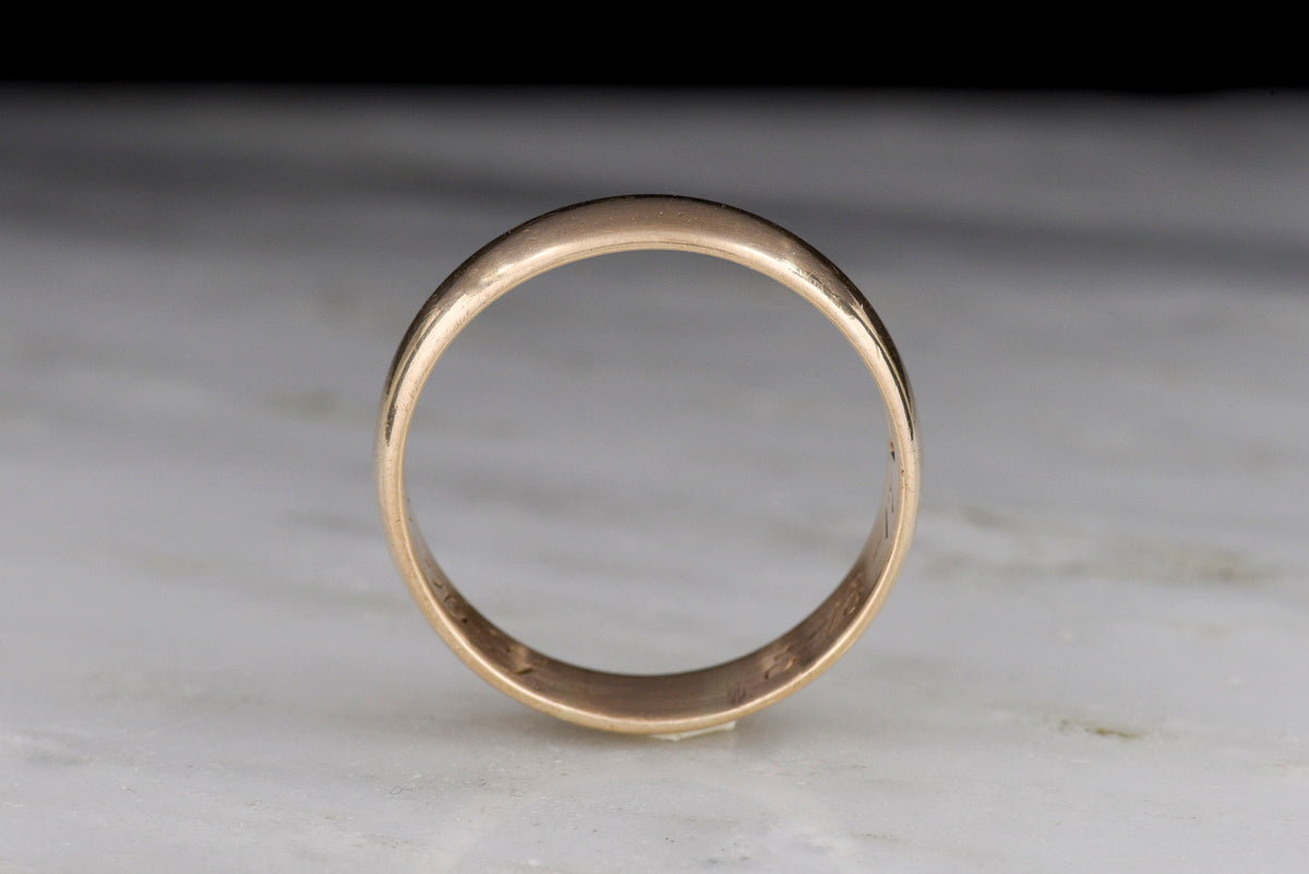 Antique WWI-Era Men&#39;s or Women&#39;s Gold Wedding Band, Dated 1917