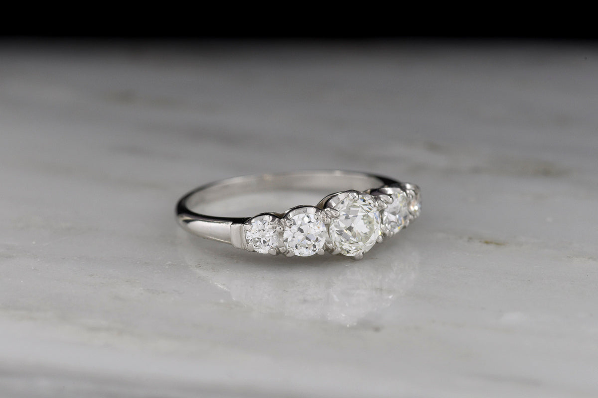 Edwardian / Art Deco Graduated Five-Stone Old European Cut Diamond Band in Platinum