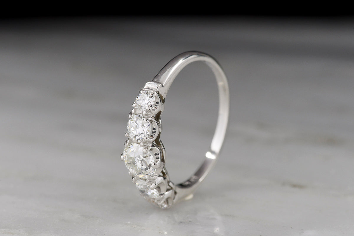 Edwardian / Art Deco Graduated Five-Stone Old European Cut Diamond Band in Platinum