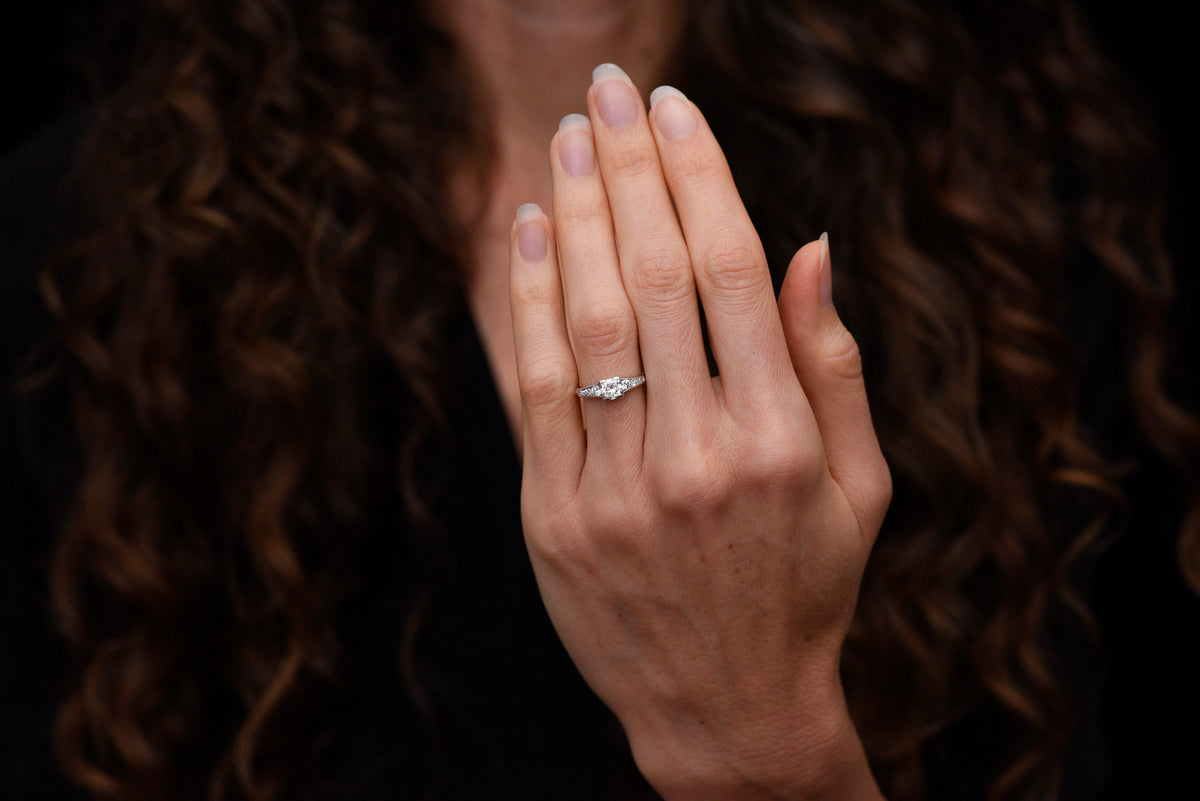 c. 1930s Art Deco Engagement Ring with Graduated Channel Shoulders