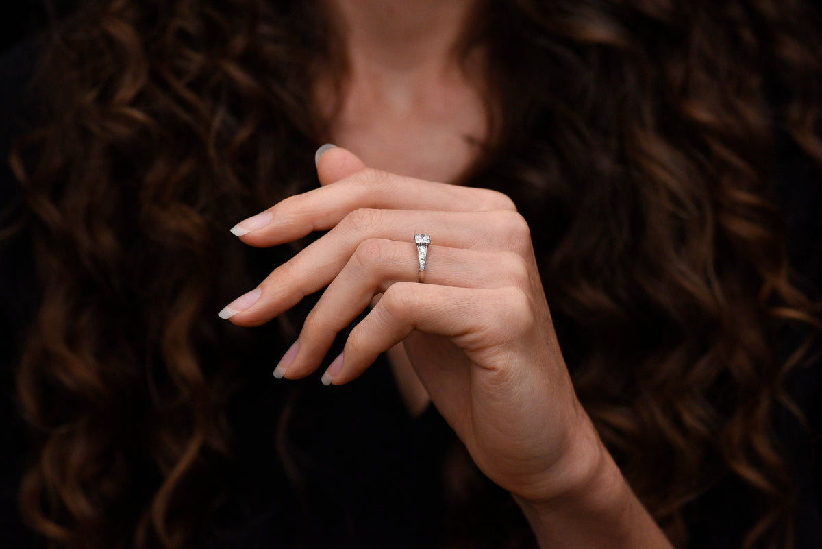 c. 1930s Art Deco Engagement Ring with Graduated Channel Shoulders