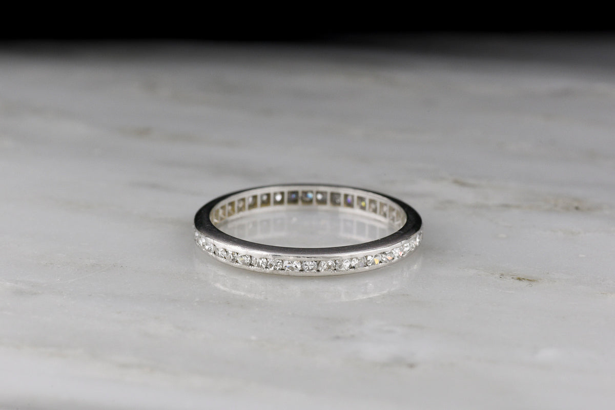 Early to Mid-1900s Art Deco / Midcentury Platinum and Diamond Band