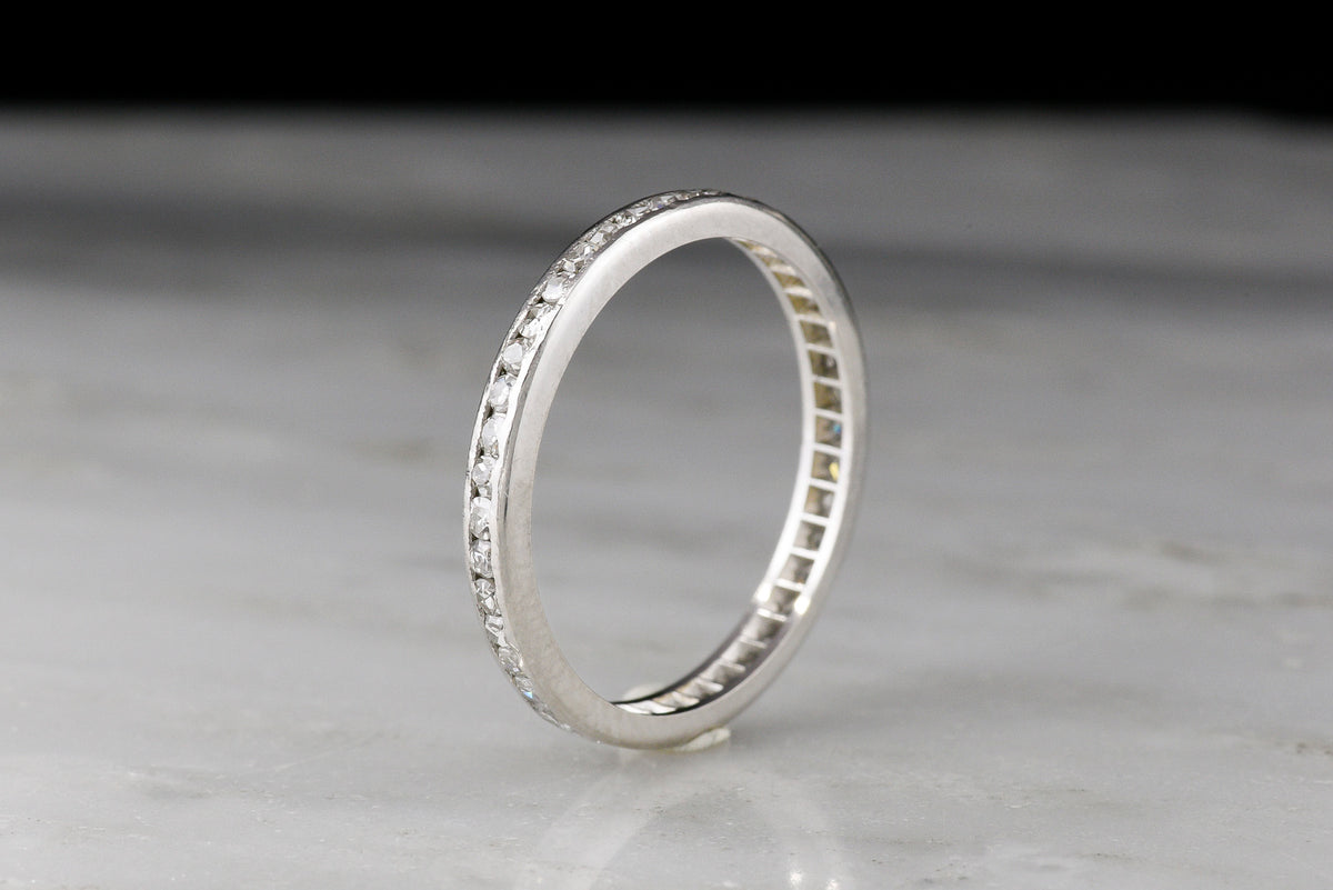 Early to Mid-1900s Art Deco / Midcentury Platinum and Diamond Band