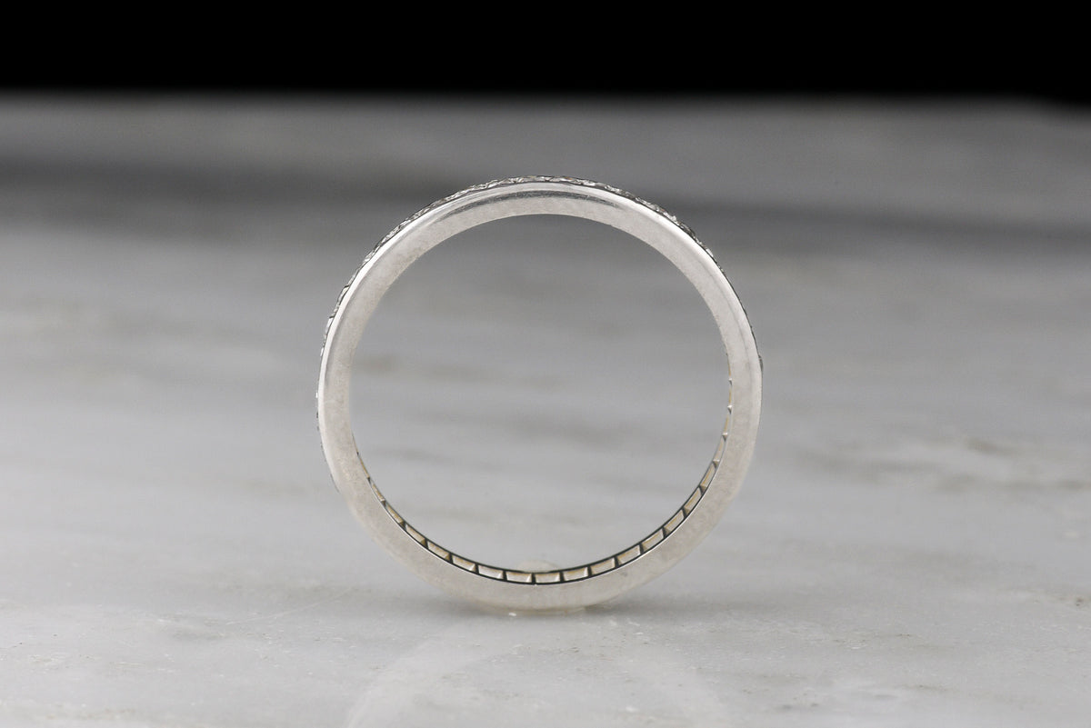 Early to Mid-1900s Art Deco / Midcentury Platinum and Diamond Band