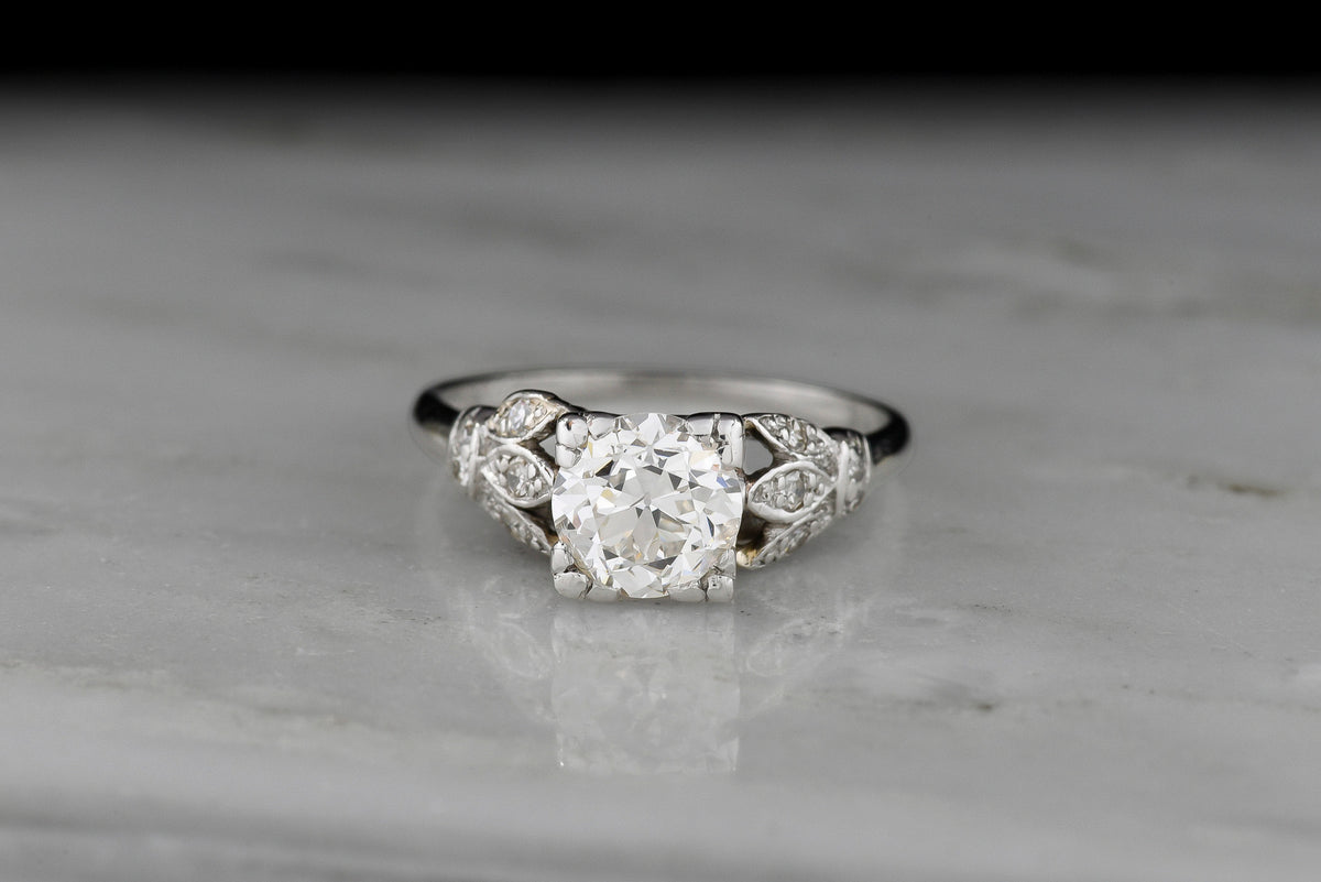 Edwardian / Art Deco Engagement Ring with Floral Shoulders