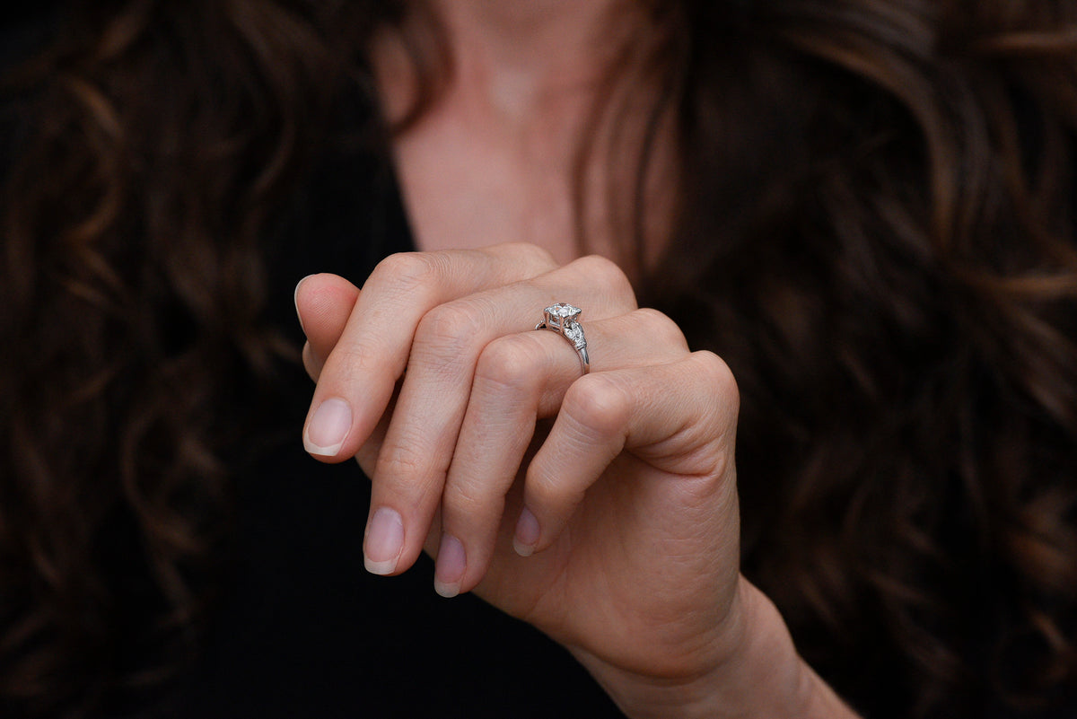 Edwardian / Art Deco Engagement Ring with Floral Shoulders