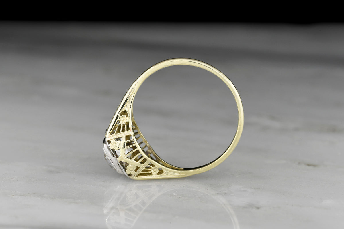 Post- Edwardian / Pre- Art Deco Engagement Ring with Ornate Open Metalwork