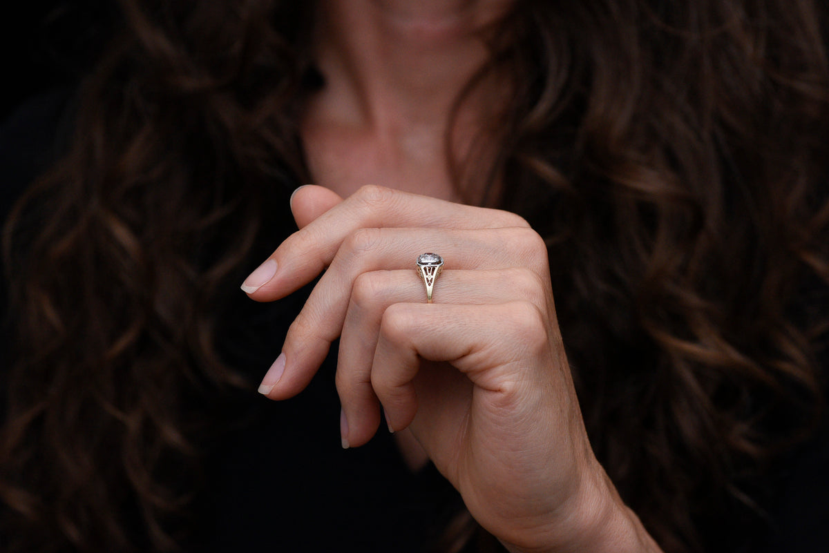 Post- Edwardian / Pre- Art Deco Engagement Ring with Ornate Open Metalwork