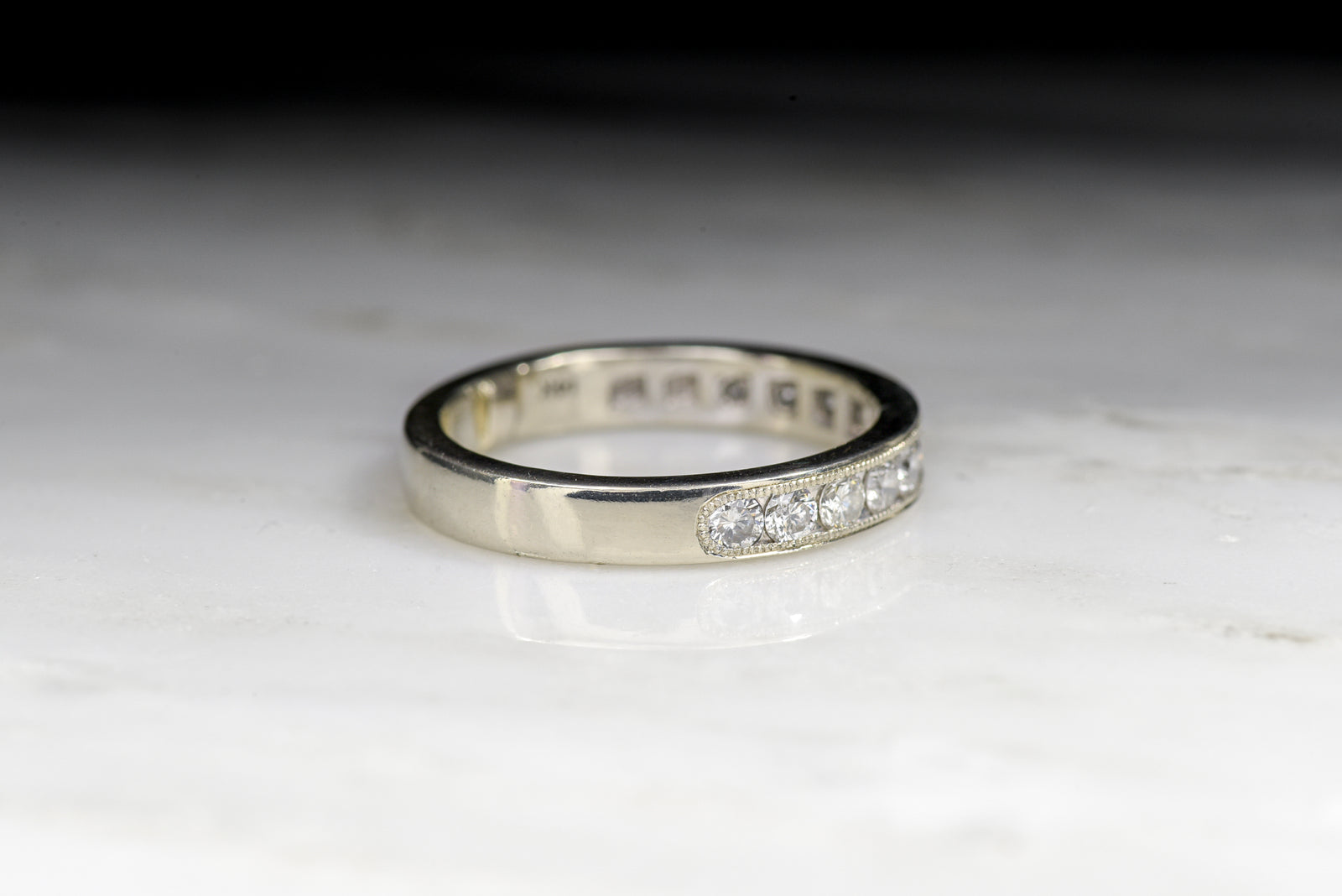 Vintage Mid-Century Round Brilliant Cut Diamond Wedding Band