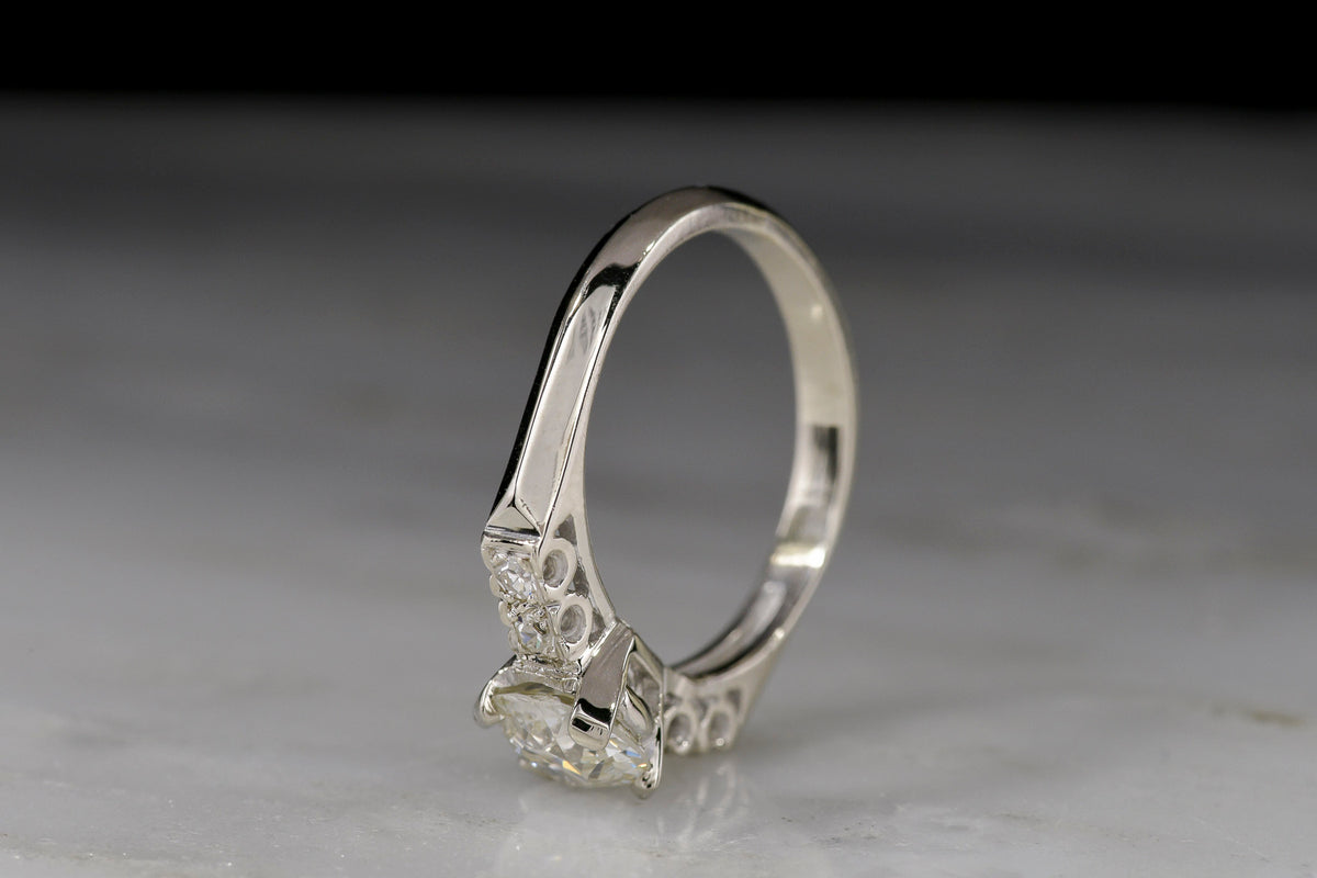 c. 1950s Midcentury Engagement Ring with a Transitional Cut Diamond Center