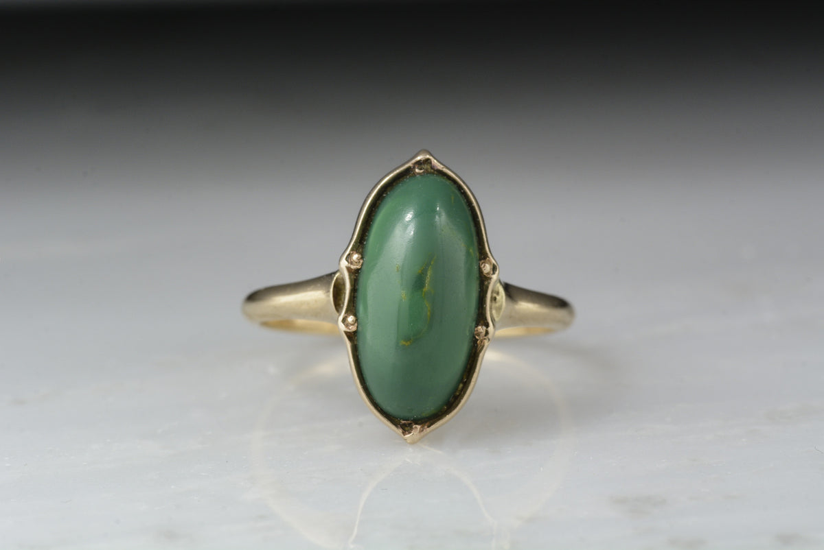 Antique Victorian Carico Lake Turquoise and  Rose Gold Ring