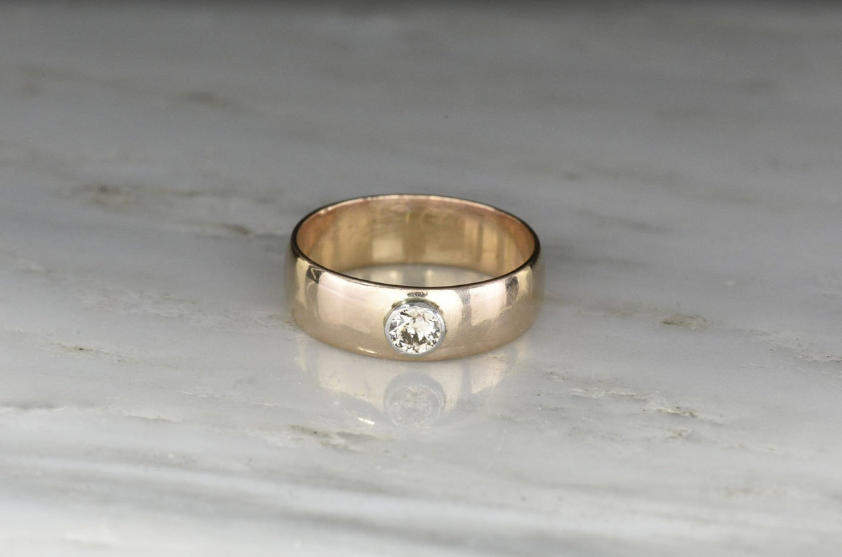 Men&#39;s or Women&#39;s Victorian &quot;1903&quot; Gold and Diamond Band