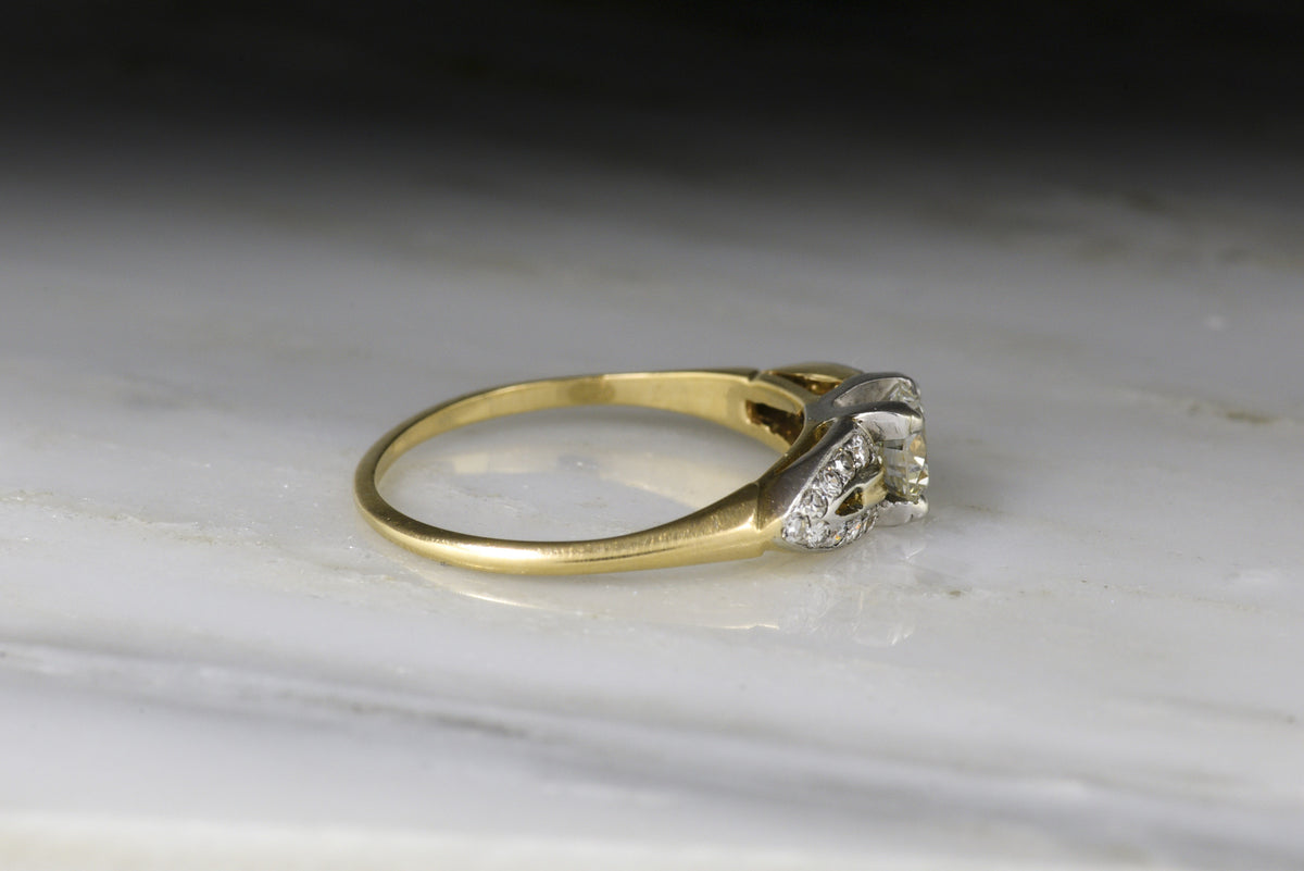 Art Deco / Retro Transitional Cut Diamond Engagement Ring