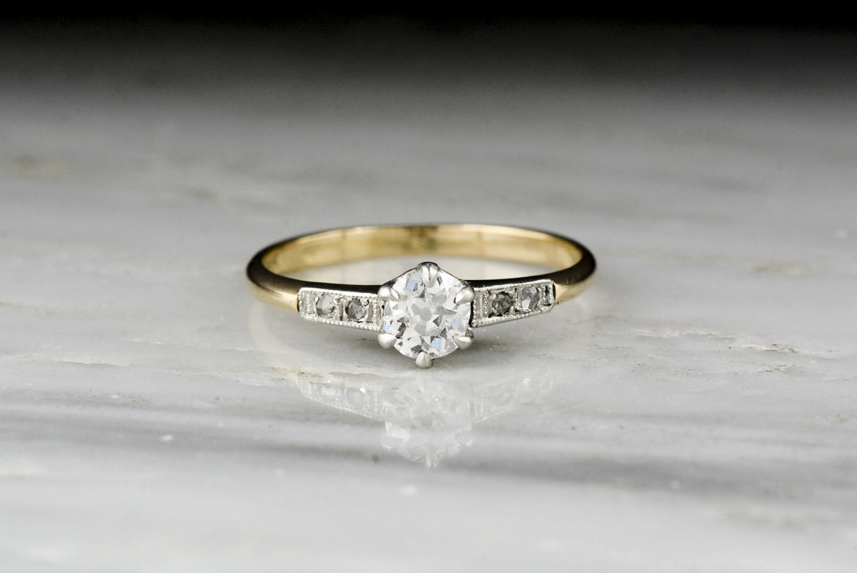 Antique Victorian Old Mine Cut Diamond Solitaire Engagement Ring