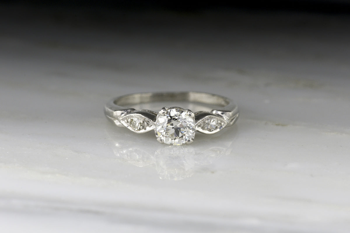 Art Deco / Retro .64 Carat Old European Cut Diamond Engagement Ring or