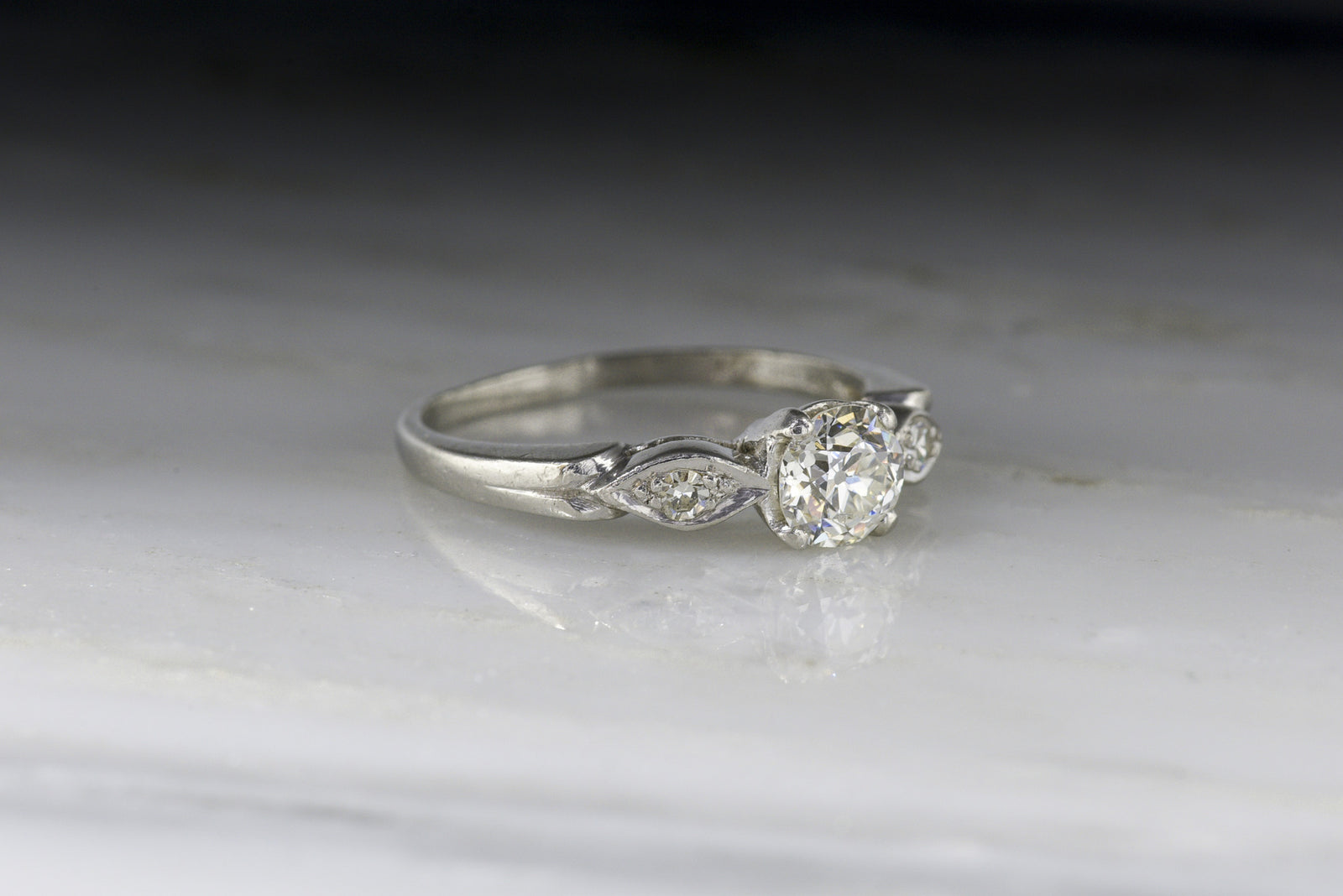 Art Deco / Retro .64 Carat Old European Cut Diamond Engagement Ring or