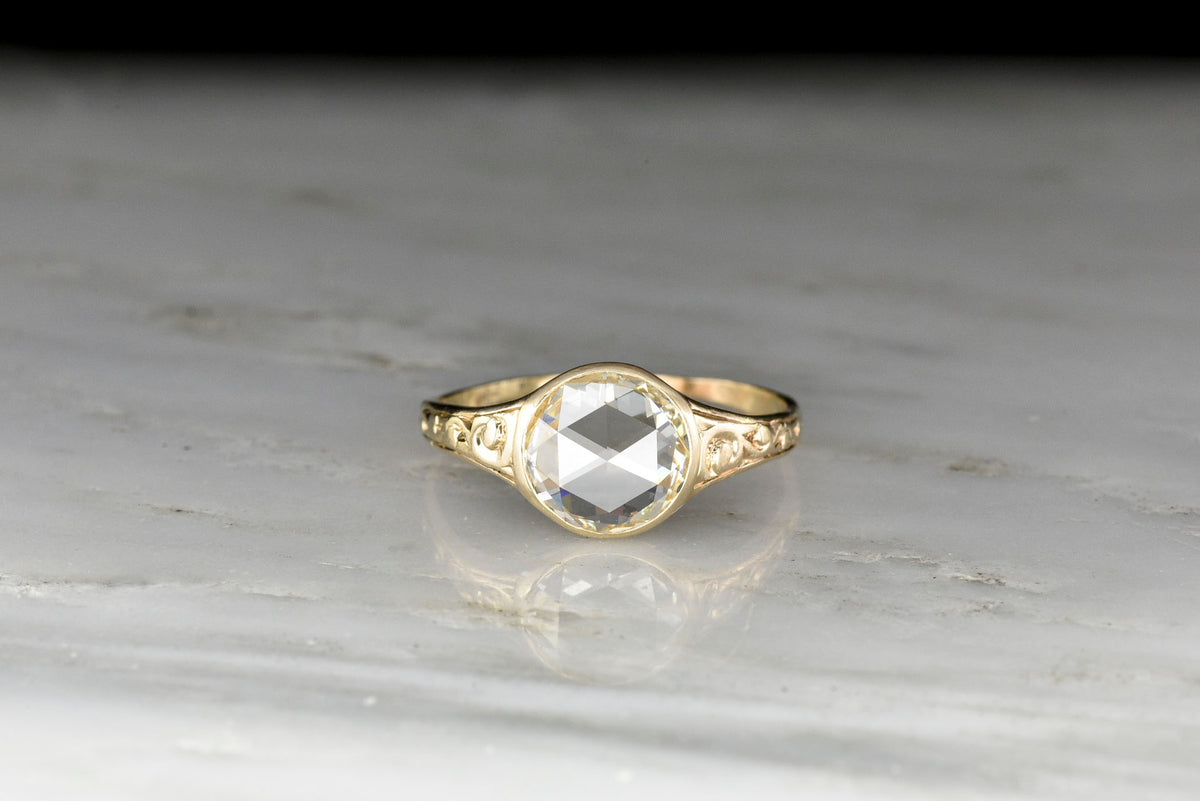 Late Victorian GIA 1.34 Carat Round Rose Cut Diamond Ring