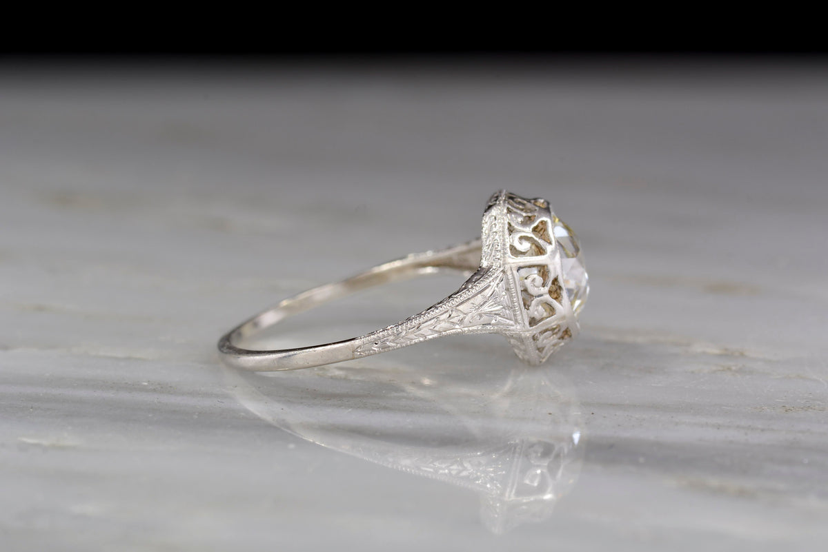 Octagonal Edwardian Engagement Ring with a GIA 1.25 Carat Old European Cut Diamond