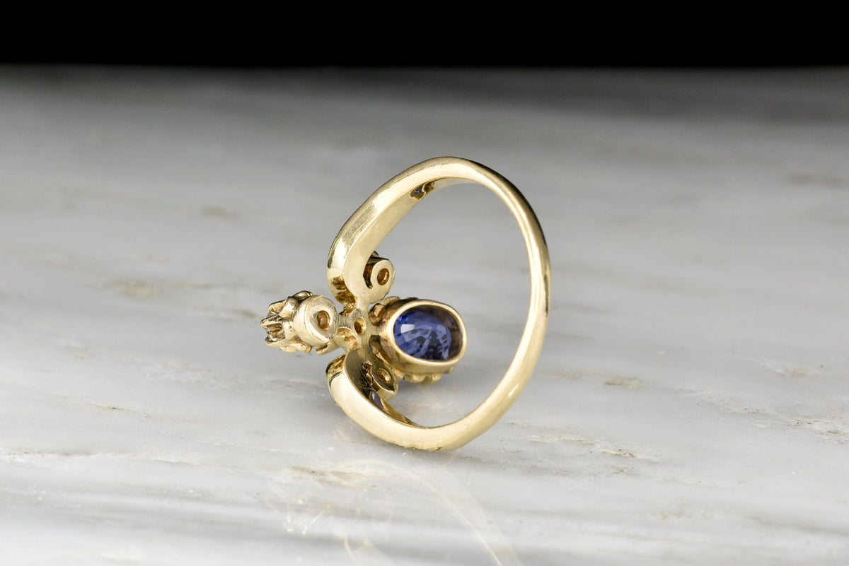 Victorian Ceylon Sapphire and Diamond Tiara Ring