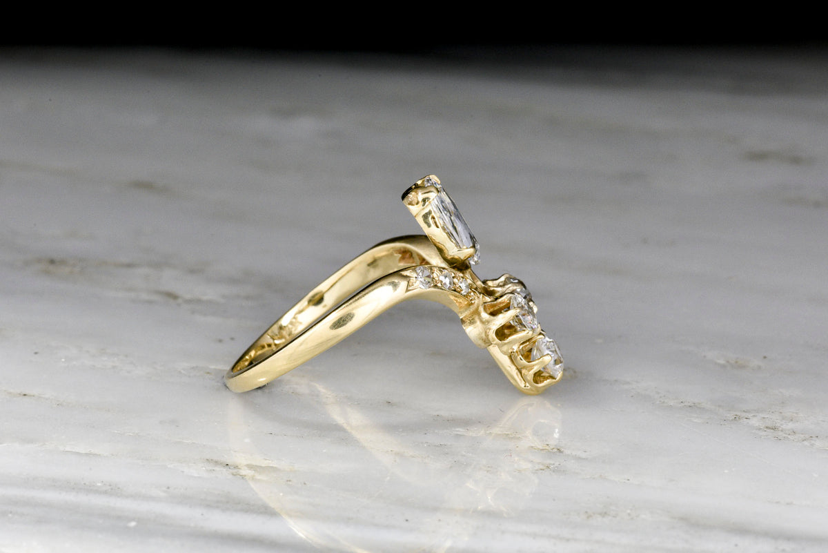 Victorian Tiara Ring with a Pear Rose Cut Diamond
