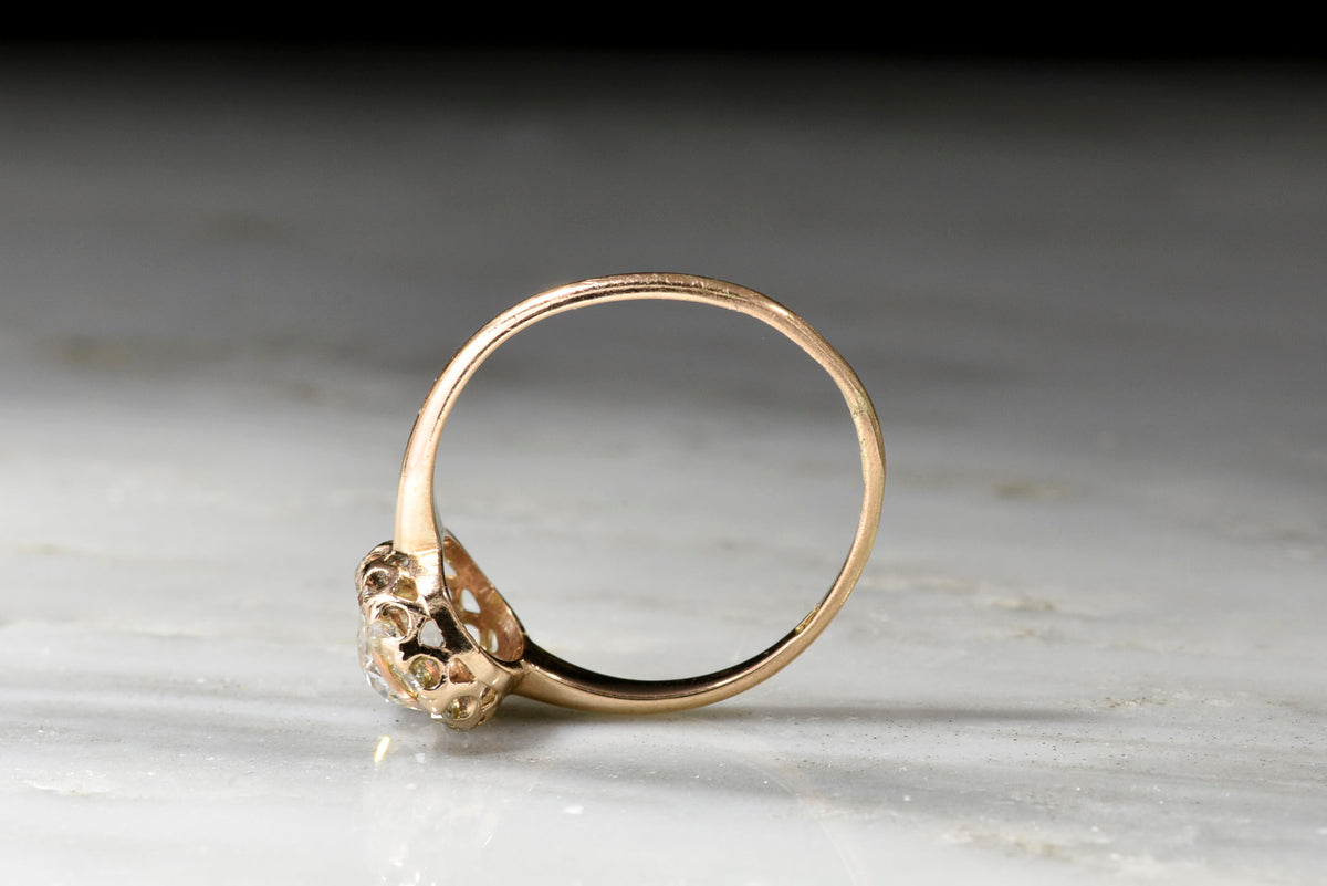 Victorian Old Mine Cut Diamond Halo Engagement Ring in Rose Gold