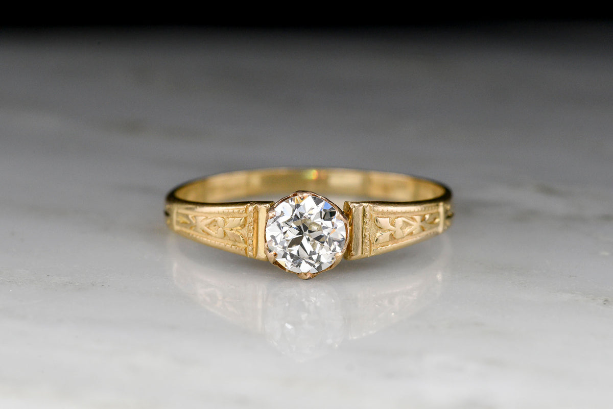 Antique Victorian Old European Cut Diamond Solitaire Engagement Ring