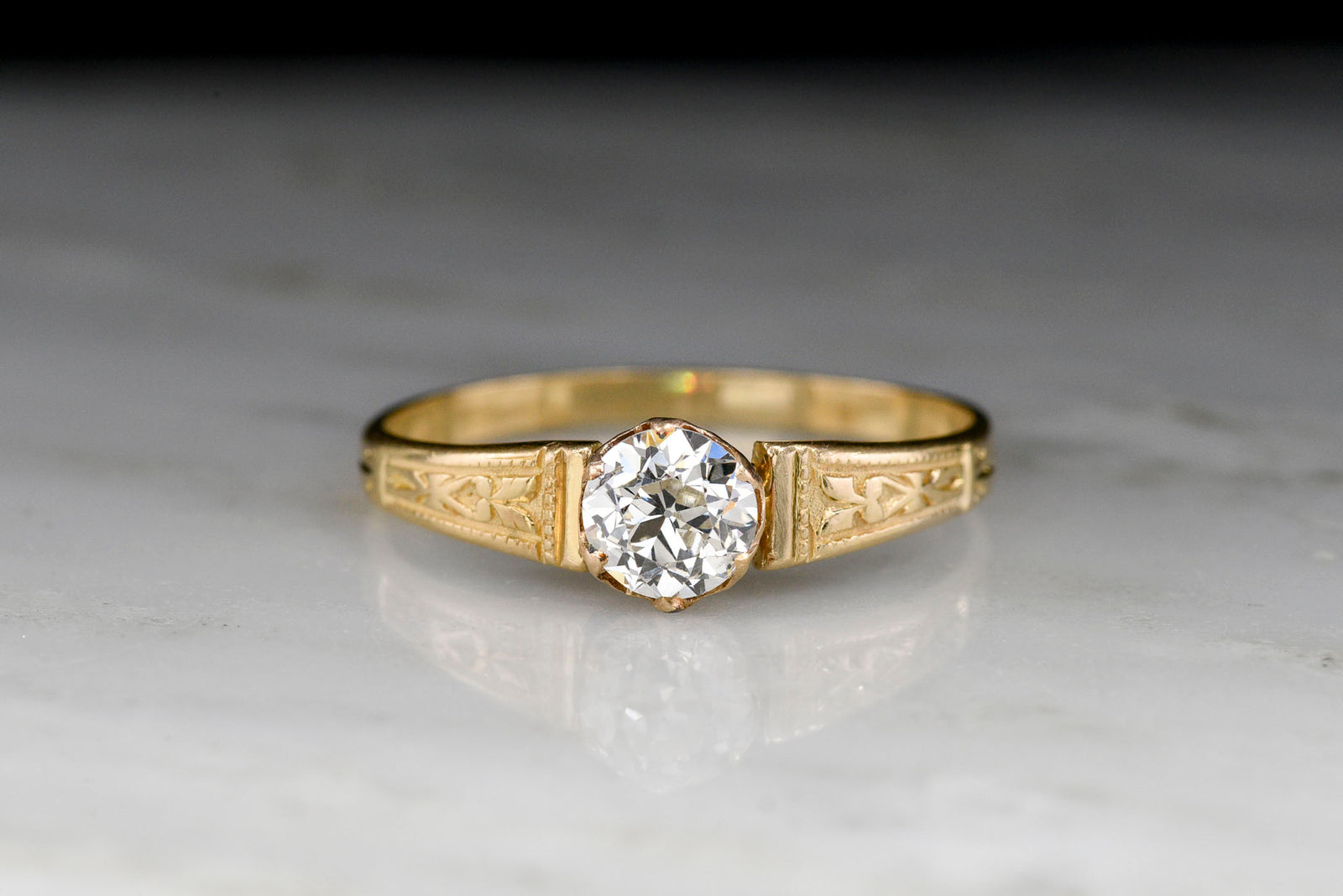 Antique Victorian Old European Cut Diamond Solitaire Engagement Ring
