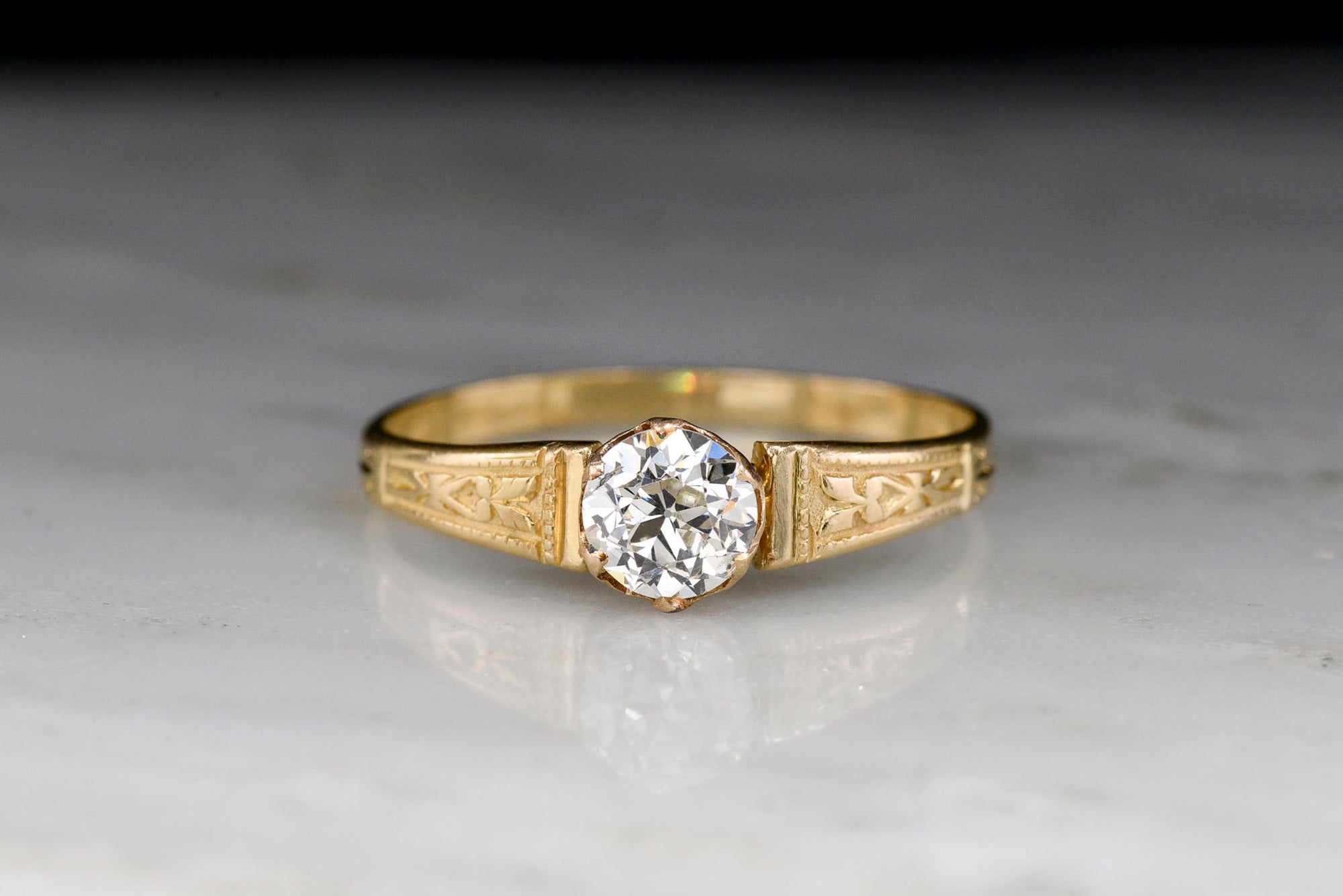 Antique Victorian Old European Cut Diamond Solitaire Engagement Ring