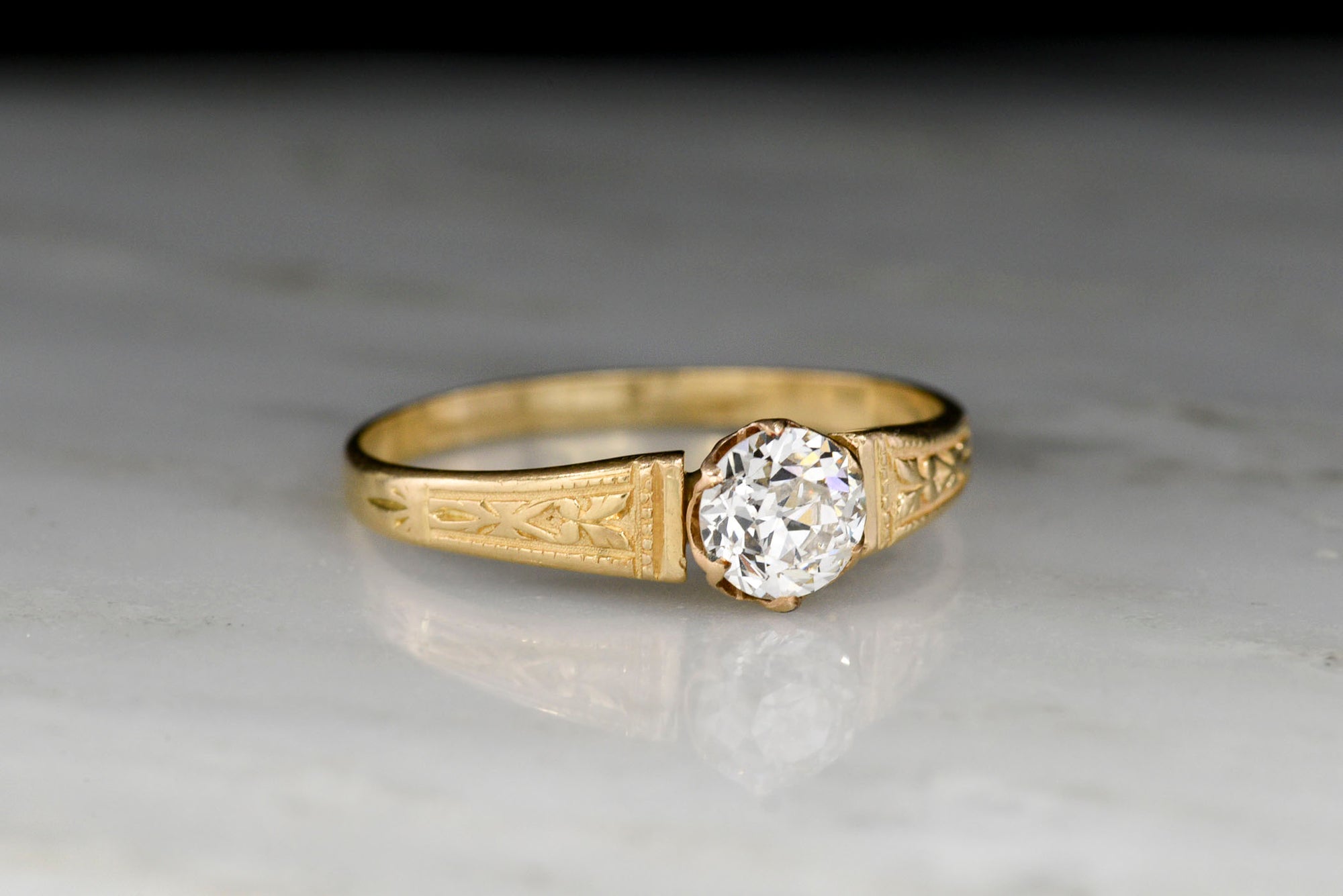 Antique Victorian Old European Cut Diamond Solitaire Engagement Ring