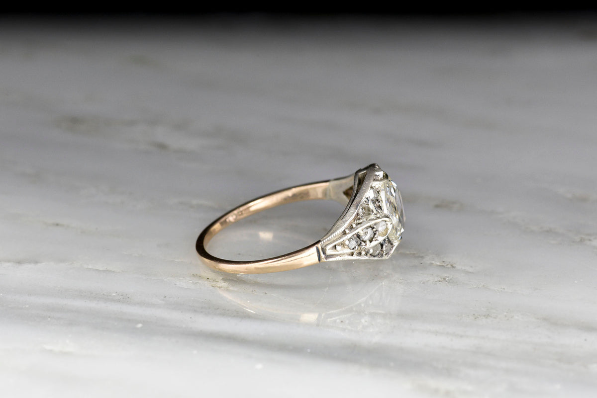 Victorian / Belle Époque GIA Rose Cut Diamond Ring in Gold and Silver