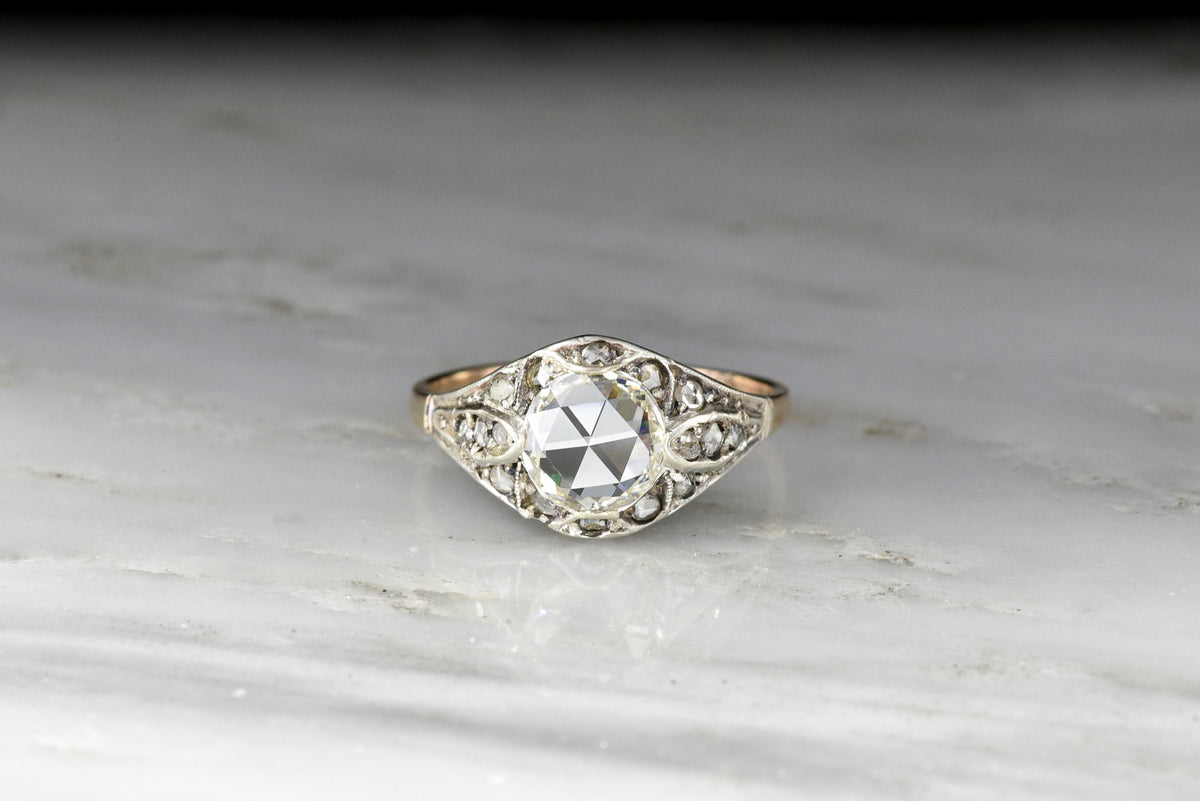 Victorian / Belle Époque GIA Rose Cut Diamond Ring in Gold and Silver