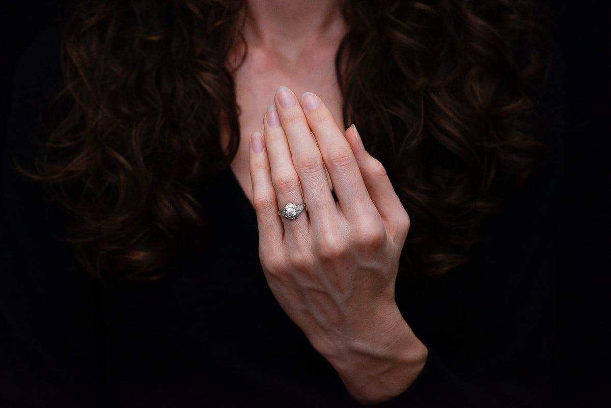 Ornate Ancient-Greek-Inspired, Hand-Pierced Edwardian Diamond Engagement Ring