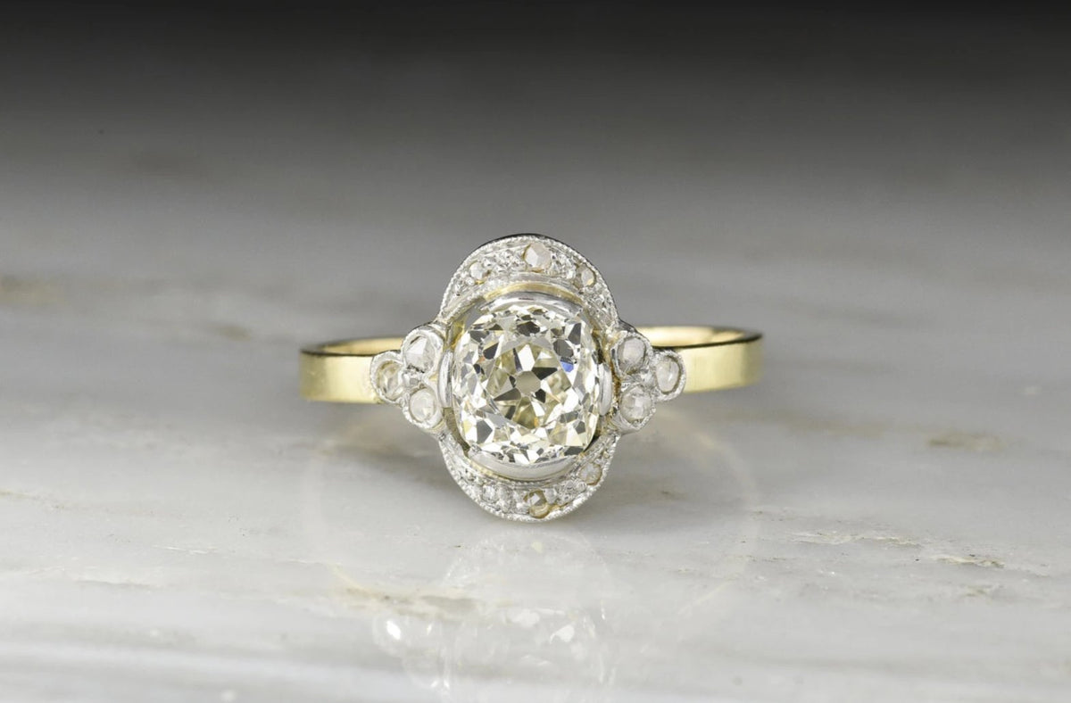 Belle Époque 1.3 Carat Old Mine Cut Diamond Engagement Ring