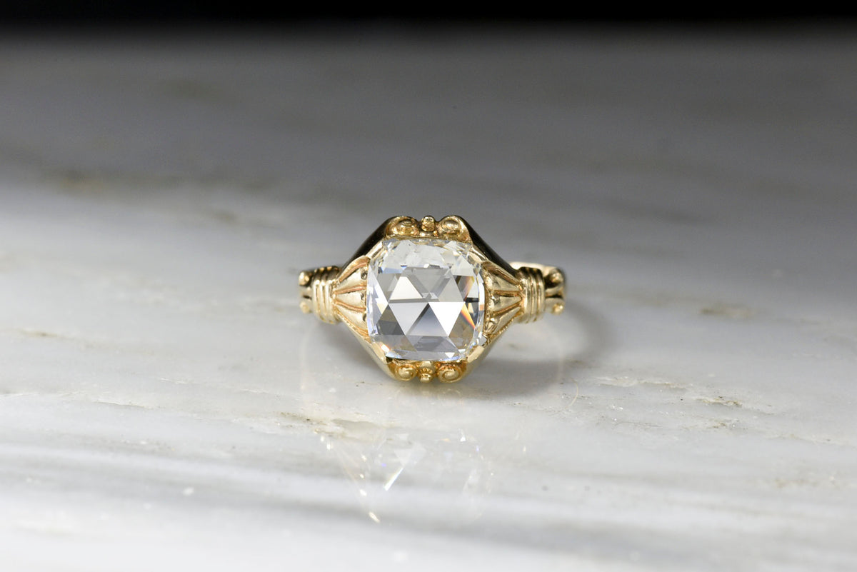 Victorian Revival GIA 1.01 Carat Cushion Rose Cut Diamond Ring