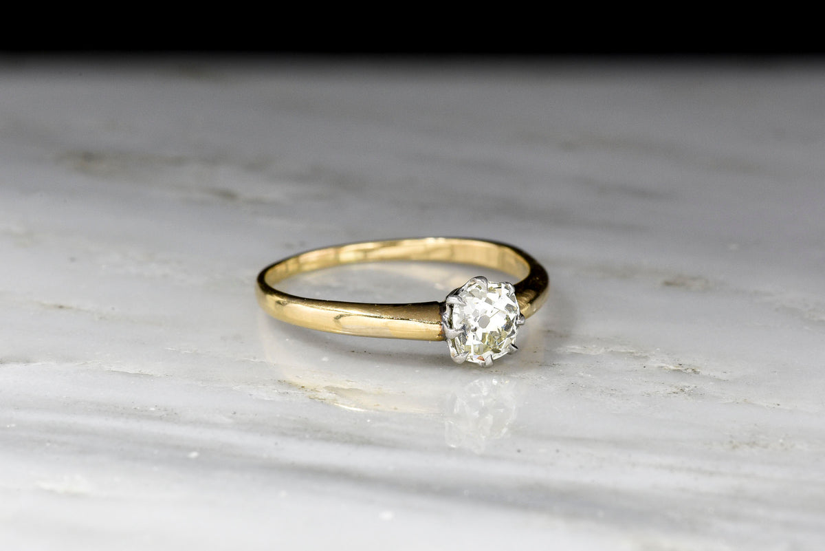 Victorian Gold and Platinum 8-Prong Old Mine Cut Diamond Engagement Ring