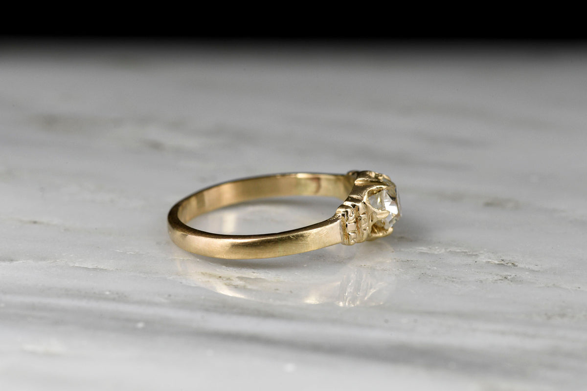 Late Victorian Buttercup Gold Ring with an Old Mine Cut Diamond