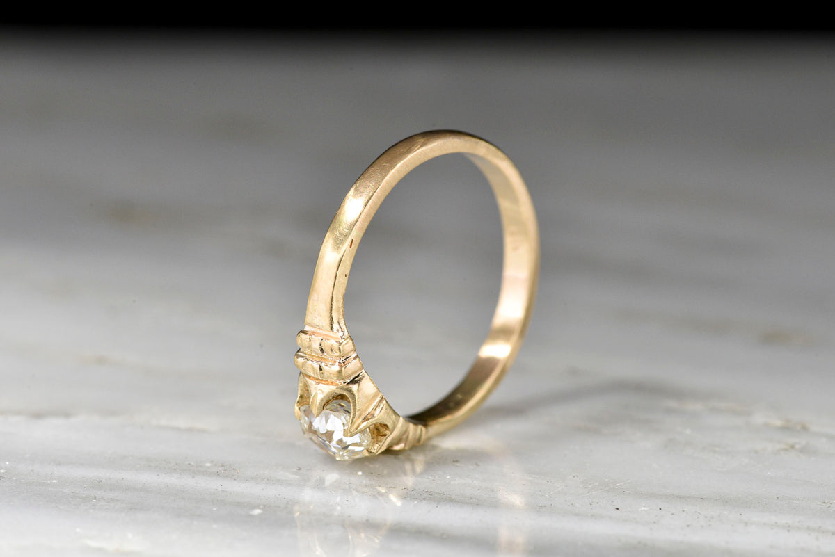 Late Victorian Buttercup Gold Ring with an Old Mine Cut Diamond