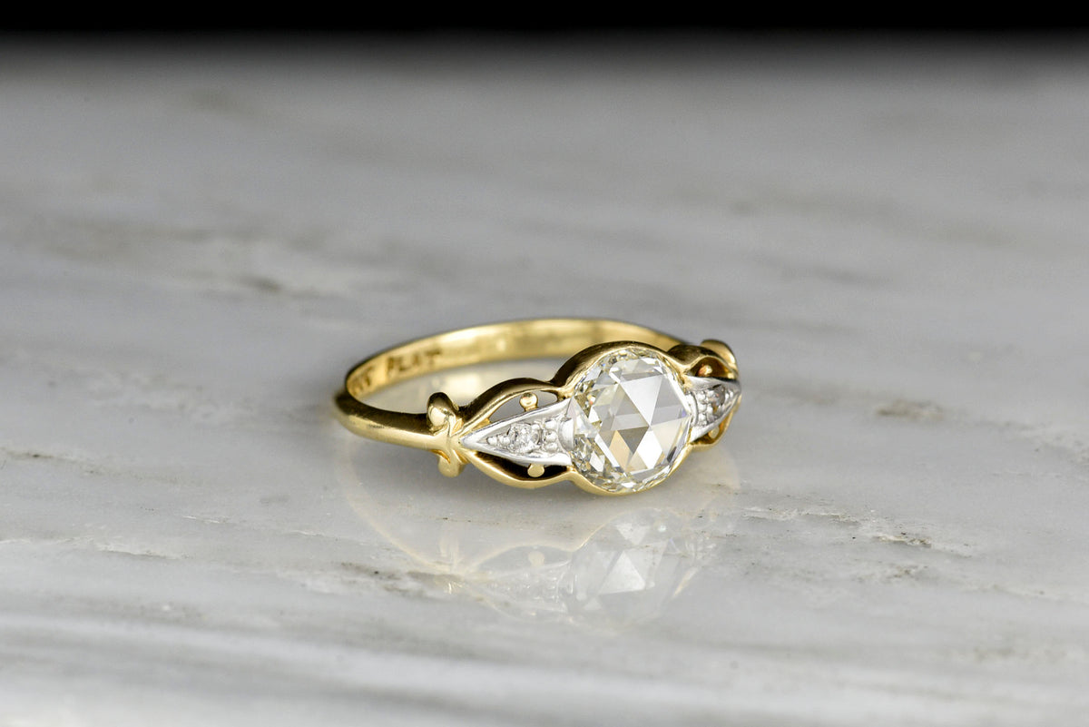 Early 1900s Two-Toned Round Rose Cut Diamond Ring