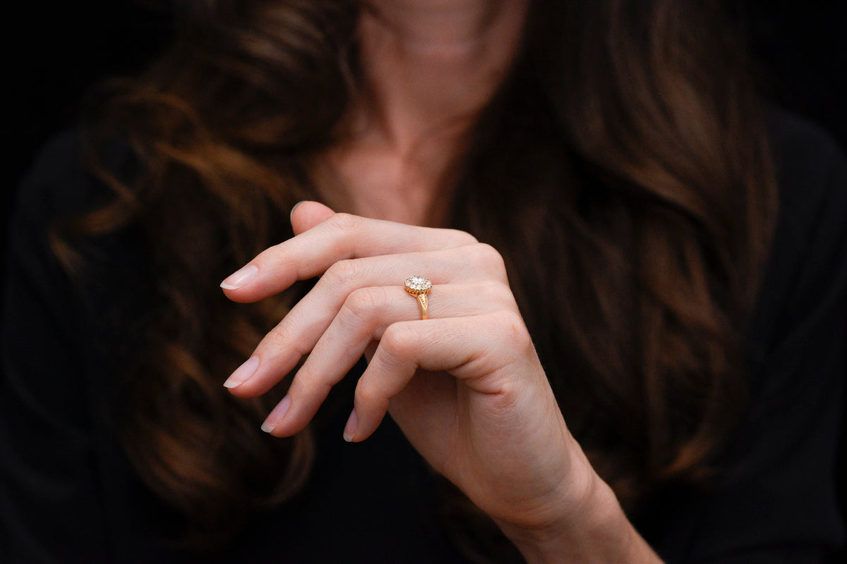 1886-1887 Birmingham 18K Gold and Diamond Cluster Ring