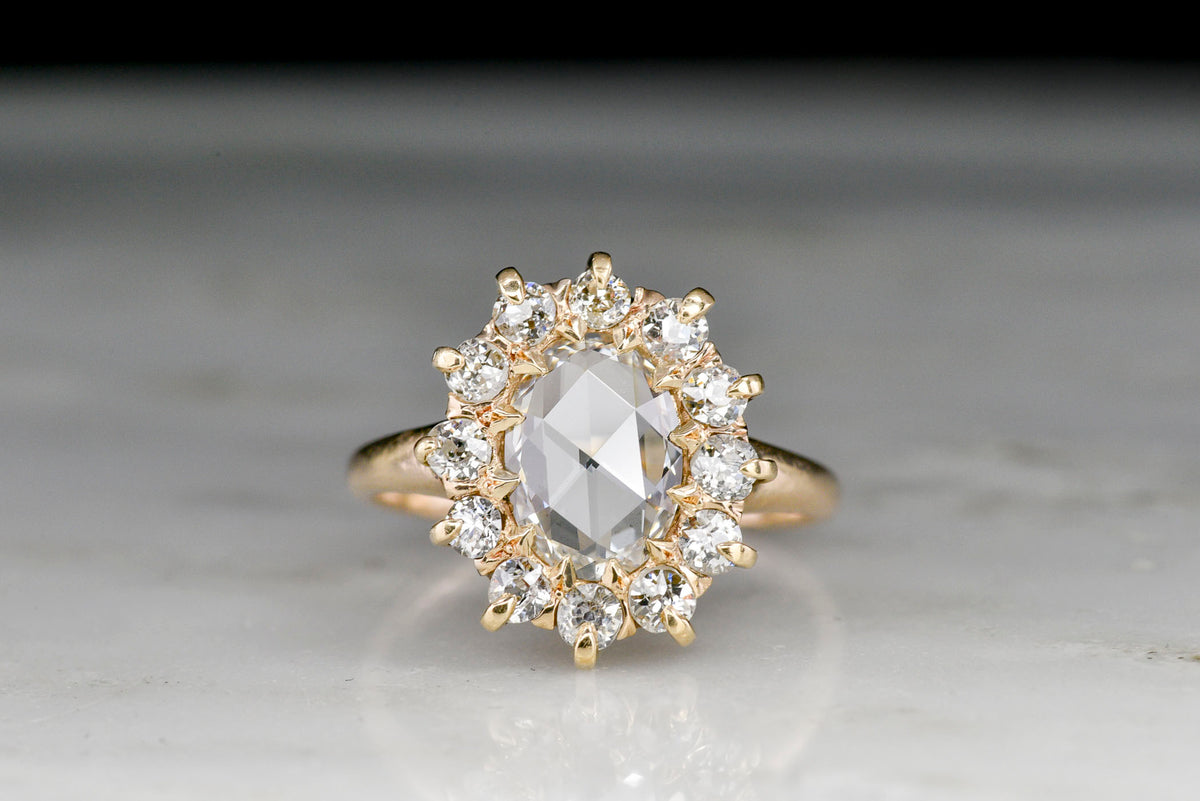 Victorian Oval Rose Cut Diamond Cluster Ring