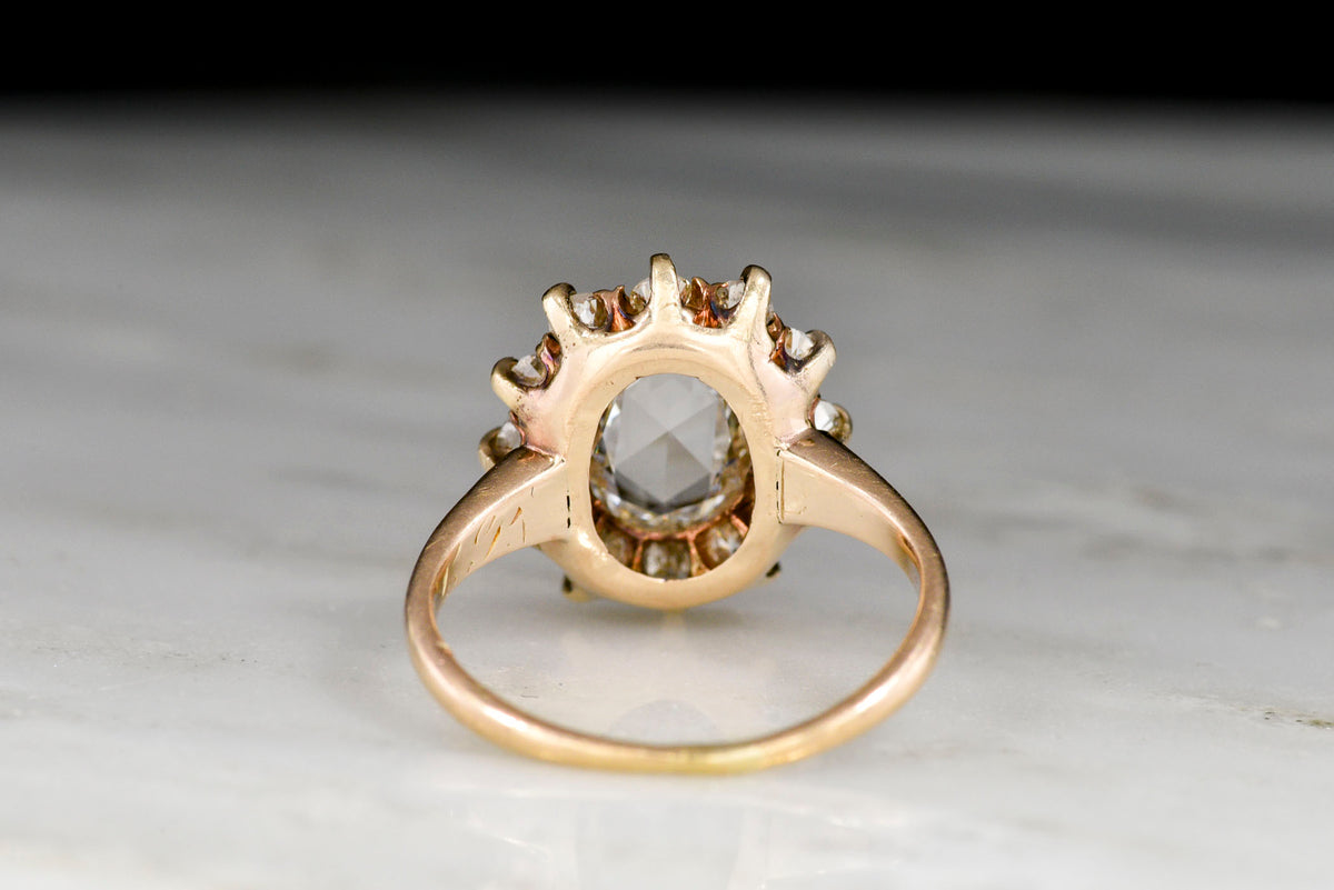 Late Victorian Oval Rose Cut Diamond Cluster Ring