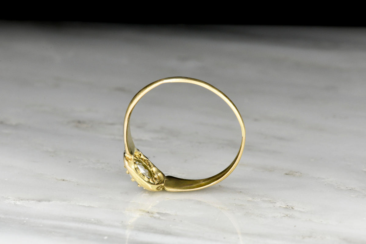 Victorian 18K Gold &amp; Round Rose Cut Diamond Engagement Ring